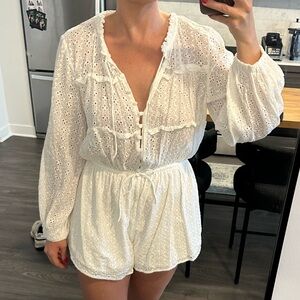 Sabo Skirt White Eyelet Lace Romper